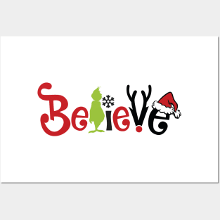 Believe Grinnch Funny Christmas Gift Santa Claus Hat Posters and Art